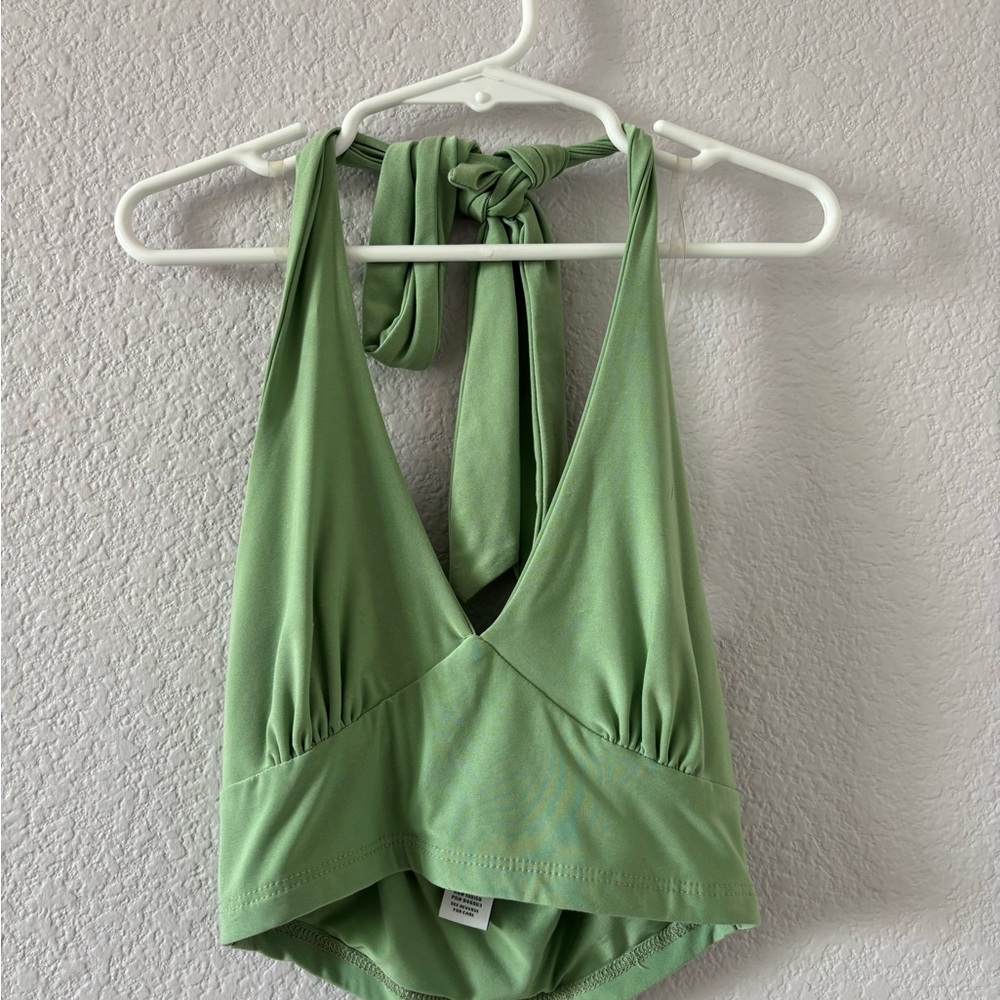 Chic Green Halter Swimsuit Top